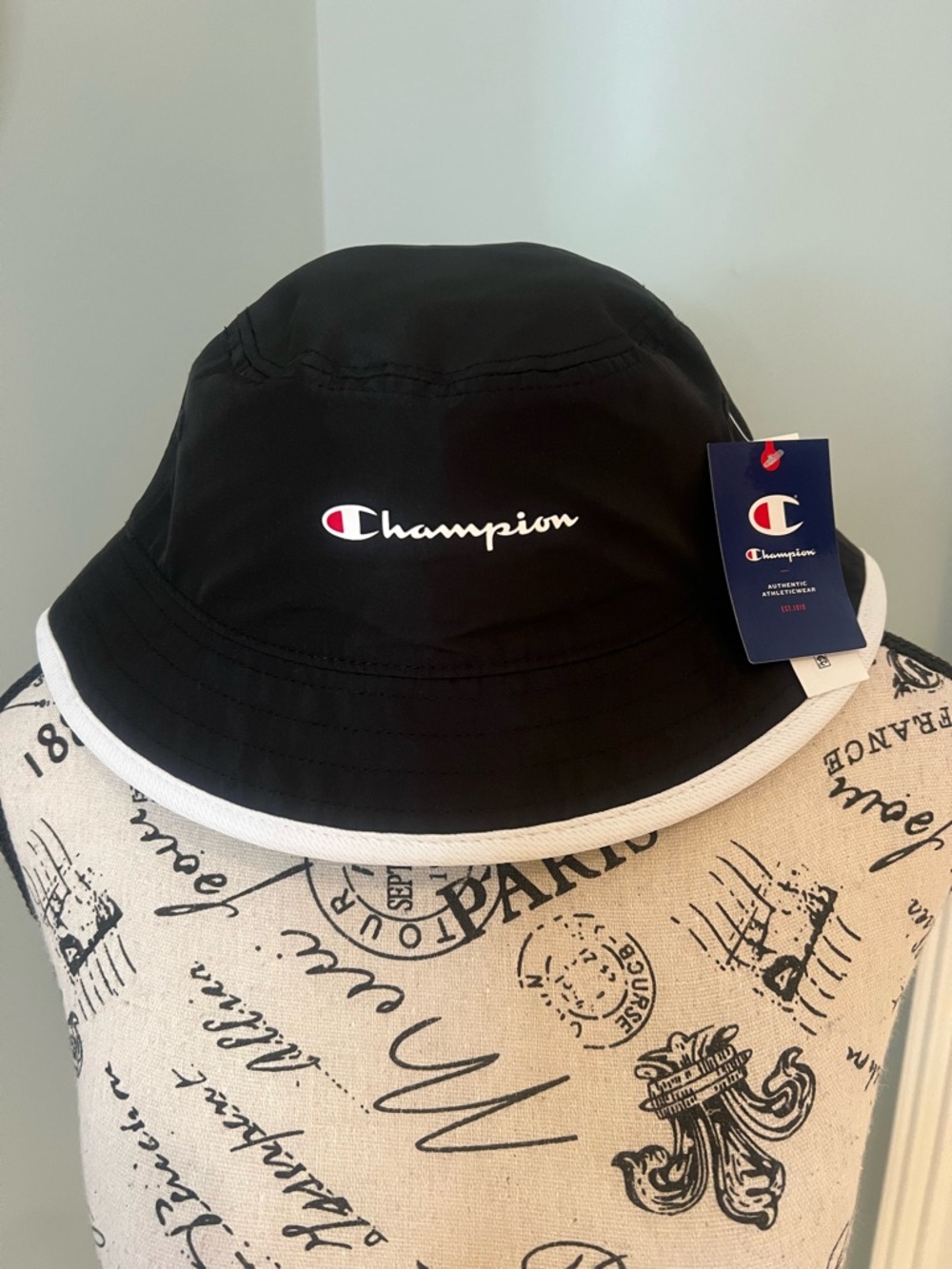 NWT Black Champion Bucket Hat | OS | White Trim | Unisex